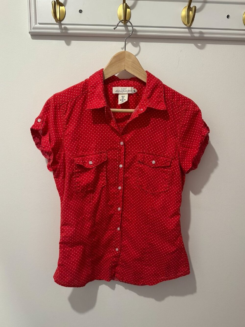 H&M Red Polka Dot Capped Sleeve Blouse